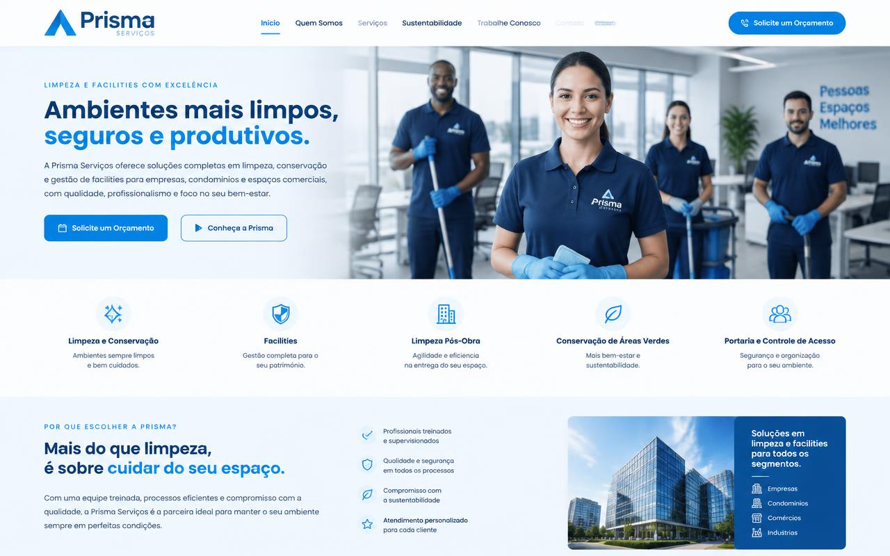 Demonstração de site em computador